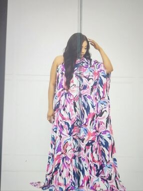 Vibrant Floral Maxi Dress in Pink & Blue
